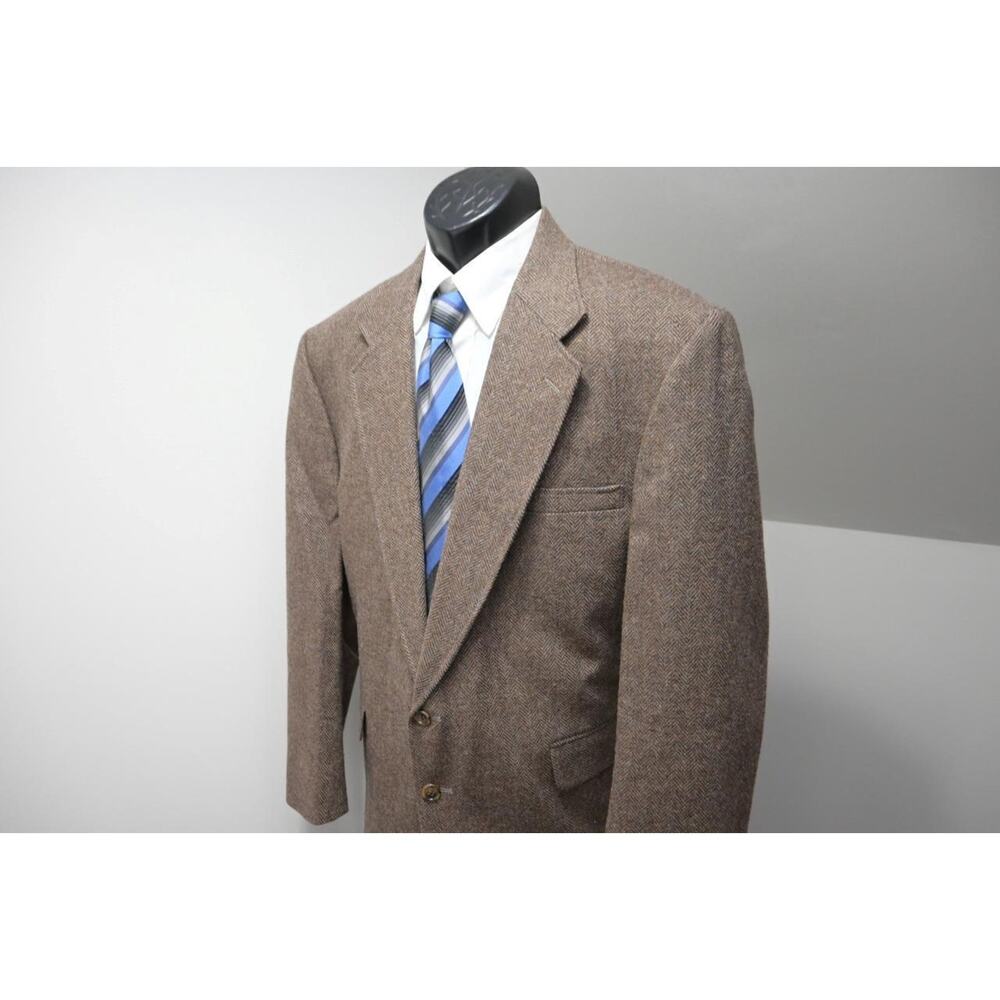 Lands End Tweed Handwoven Wool Blazer Sports Jacket Lined Mens Sz 46 R